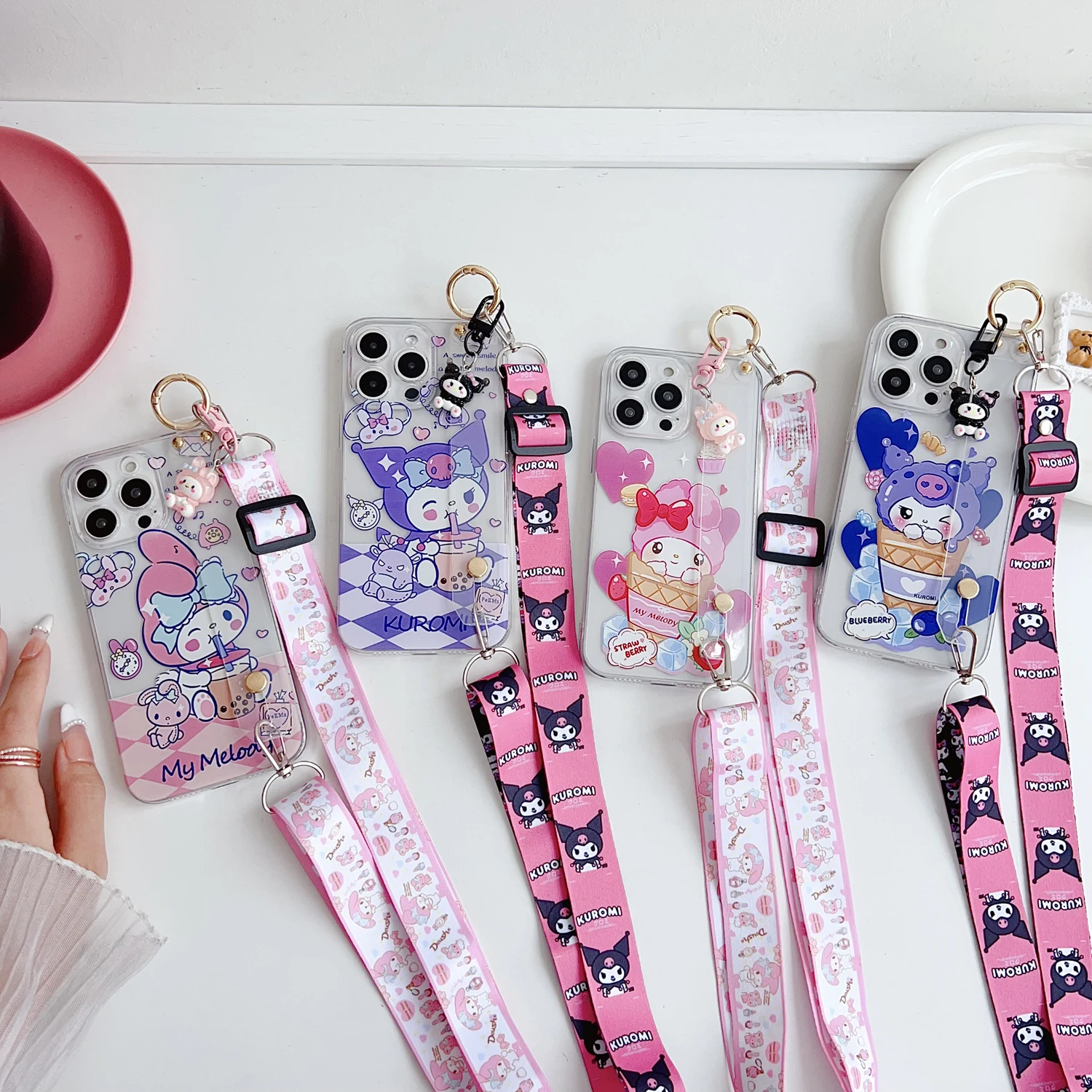 Для OnePlus 6 7 8 9 10 11 Pro T R RT чехол с молоком и чаем Kuromi ремешок на запястье орнамент