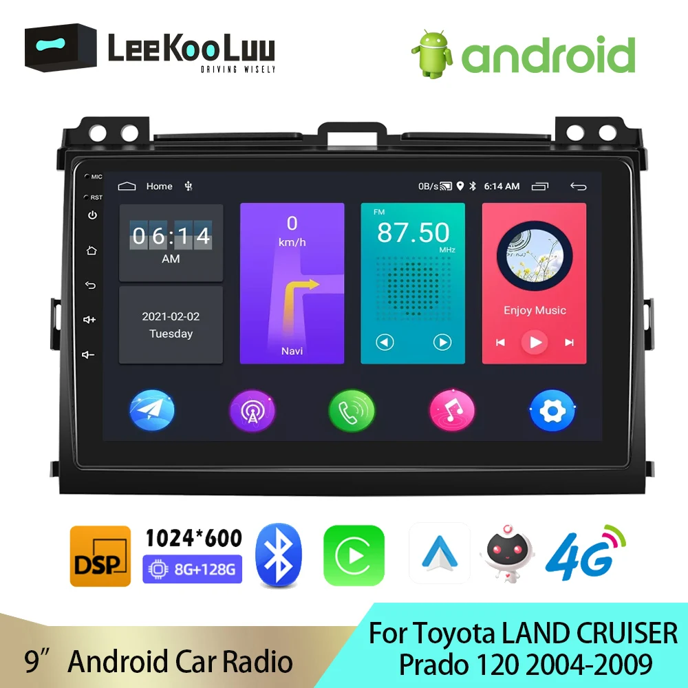 LeeKooLuu 2Din Android 11 Car Radio Multimidia Video Player GPS 4G WiFi DSP Carplay For Toyota LAND CRUISER Prado 120 2004-2009