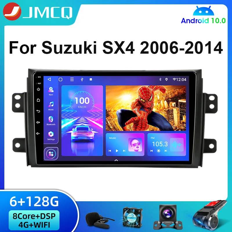 Автомобильный мультимедийный проигрыватель JMCQ Android 10 6G + 128G для Suzuki SX4 2006-2014 стерео
