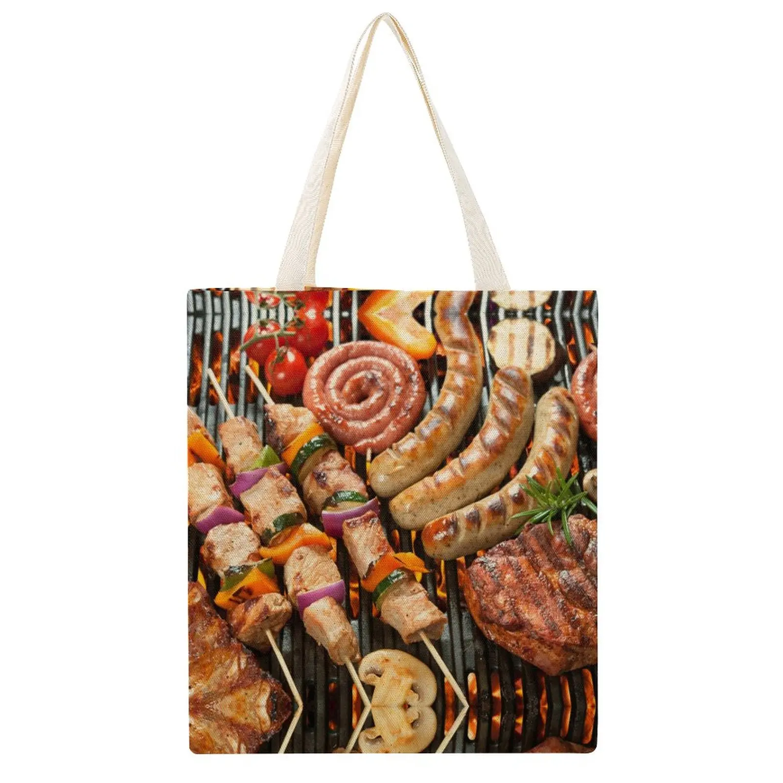 

Barbecue And Sausage Canvas Bag Funny Novelty Large Martin Canvas Drawstring Backpack High Grade Premium Bags