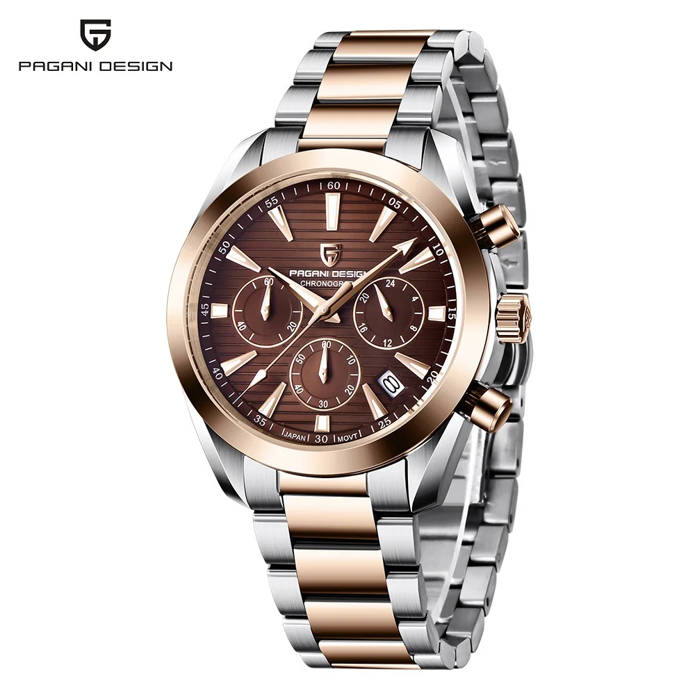 

PAGANI DESIGN Men`s Watch Automatic Date Japan VK63 Movt Quartz watches Men 100M Sapphire Chronograph Clock PD 1712 Diver watch