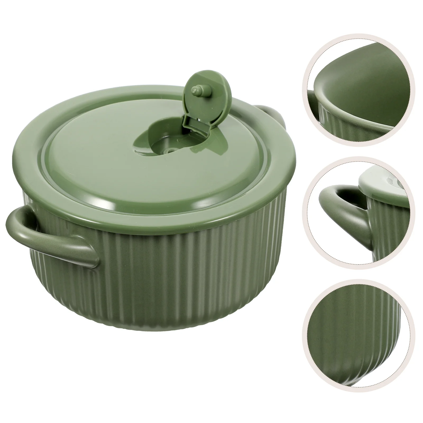 

Heated Lunchbox Ceramic Soup Bowl Double Ears Instant Noodle Soup Bowl Micro-wave Oven