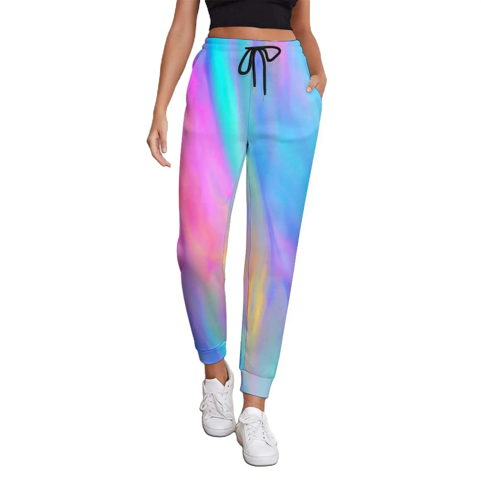 

Брюки-джоггеры женские цветные неоновые, уличная одежда, тренировочные штаны с принтом, повседневные, большие размеры 3XL, на осень