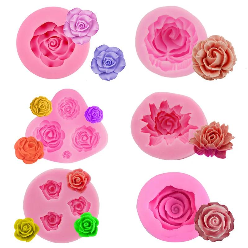 

Rose Flower Combination Fondant Silicone Cake Mold Kitchen DIY Baking Tools West Point Baking Mold Molde De Torta Dropshipping