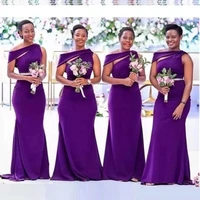 purple elastic satin elegant gowns mermaid dresses for women elegant wedding party dress one shoulder bridesmaid dresses