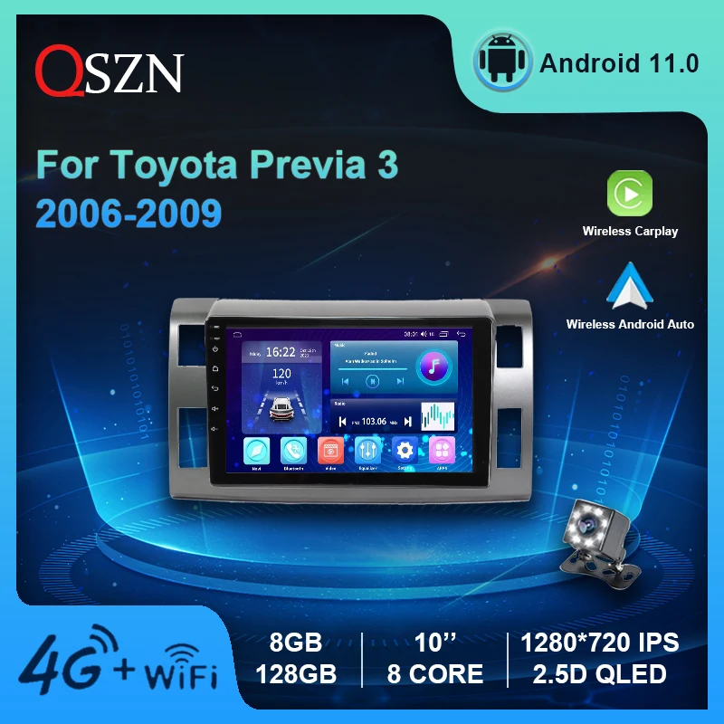 

Car Radio For DSP For Toyota Previa 3 2006-2009 8+128G DSP Video Multimedia Player Carplay Auto GPS BT WIFI Android 11 Stereo