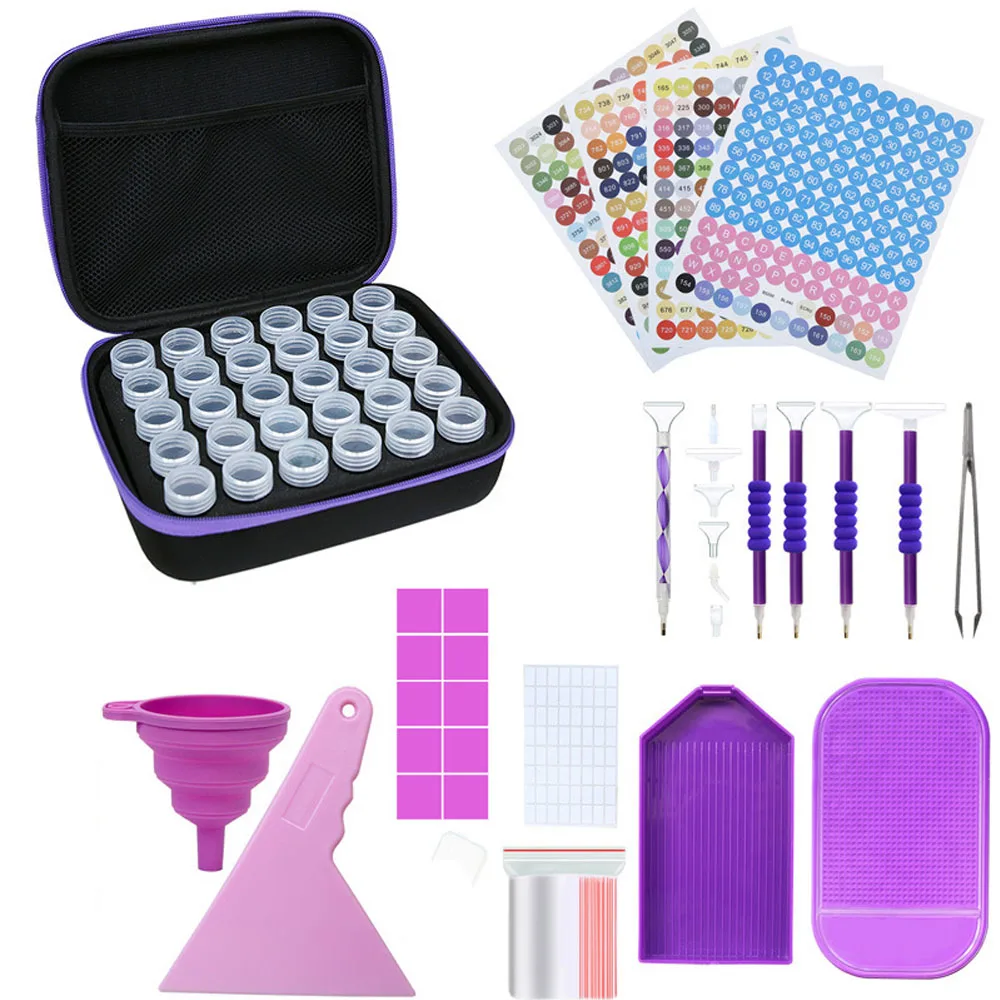 

30PCS Storage box kit Diamond Painting Accessories DMC Full Color Label Paper Tools Storage Containers Bag Case Mosaic Box