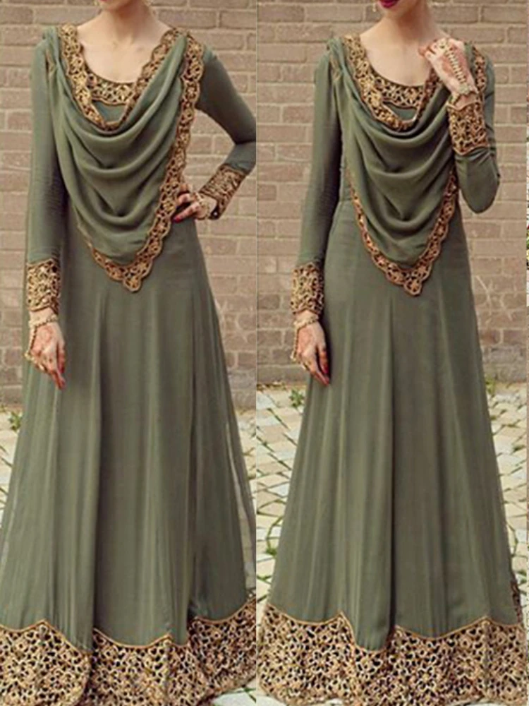 Мусульманское длинное платье для женщин, абайя, вечерние, повседневные, Саудовская Аравия, Дубай, Турция, ИД, Рамадан, исламское, Африканское...