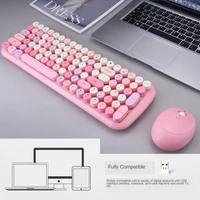 wireless keyboard mouse set cute style multicolor unisex punk keycaps office clip video production laptop computer accessories