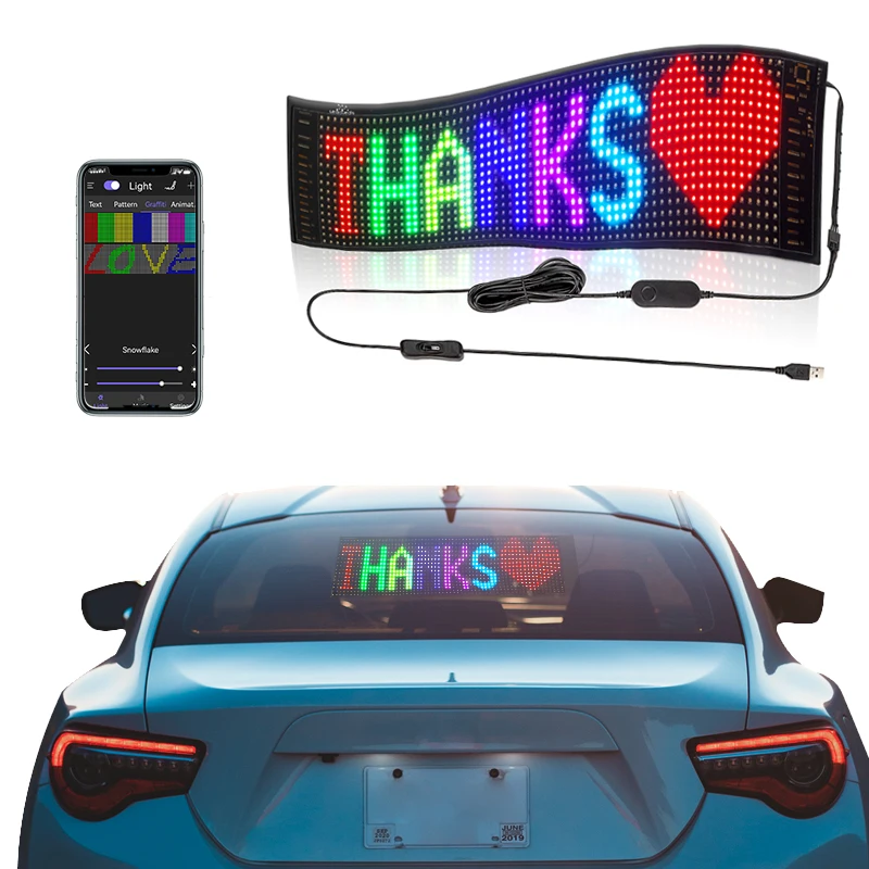 Bluetooth-Compatible 47.5CM LED Matrix Screen Sign RGB Programmable Scrolling Message Board Car Display for Shop Ads 2023