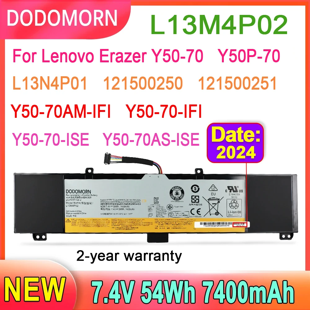 DODOMORN L13M4P02 Аккумулятор ноутбука Lenovo Erazer Y50 - 70 Y50P Touch Series 70AM IFI ISE