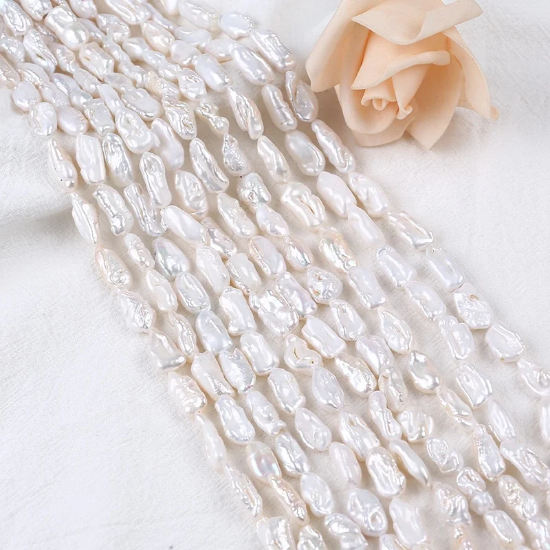 

wholesale Fresh water pearl string 7-10*13-21mm long stick biwa irregular baroque freshwater natural pearls bead strand