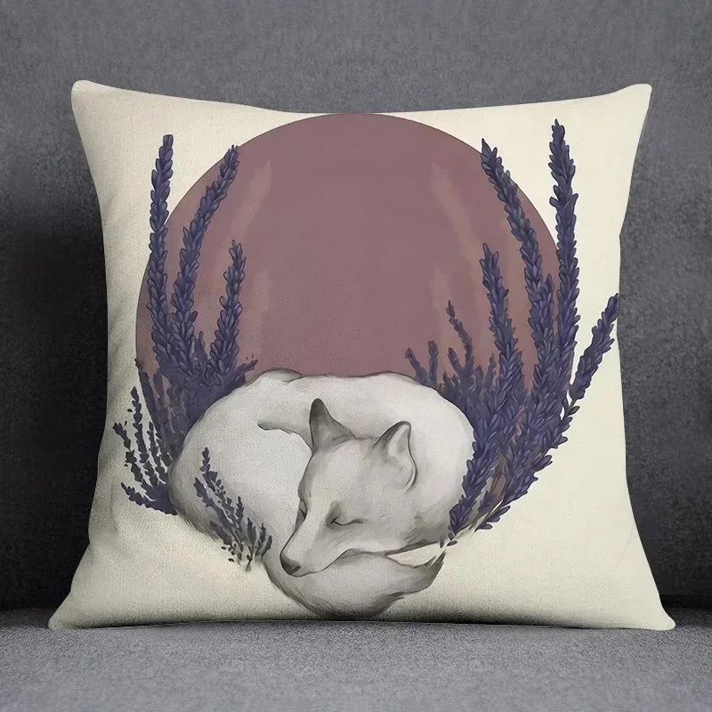 

Наволочка с принтом лесных животных и бабочек 40x40 см из полиэстера