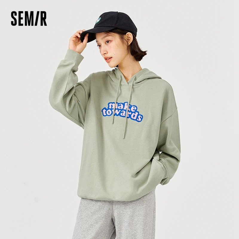 

SEMIR Sweatshirt Women Hooded 2021 Spring And Autumn New Oversize Lazy Ladies Ins Letter Jumper Casual Hoodie