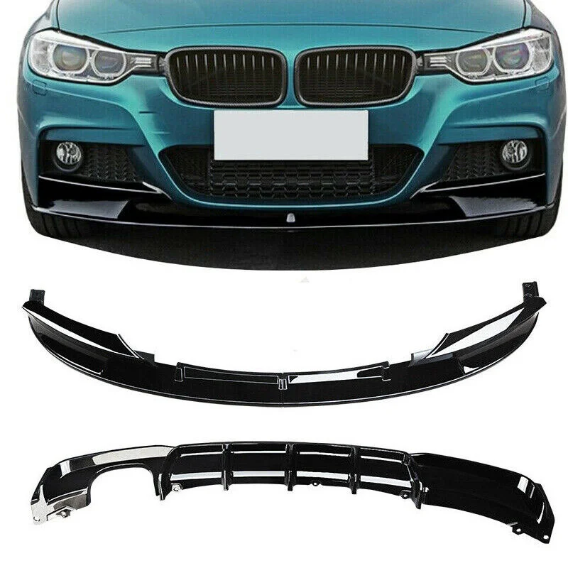 

Gloss Black For 2012-2018 BMW F30 3 Series M Sport Front Lip+ Rear Diffuser