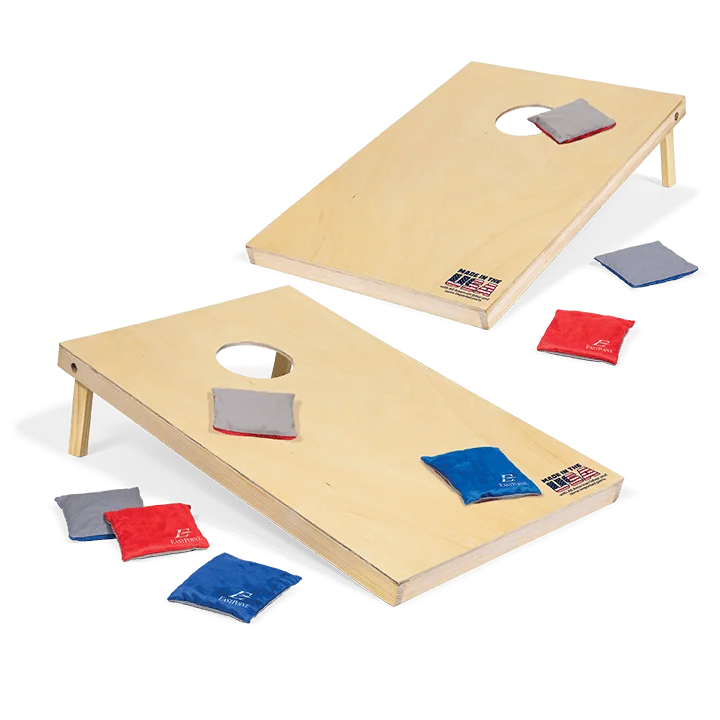 

x 3' Cornhole Boards - Natural Wood Bean Bag Toss Set with 8 Bean Bags