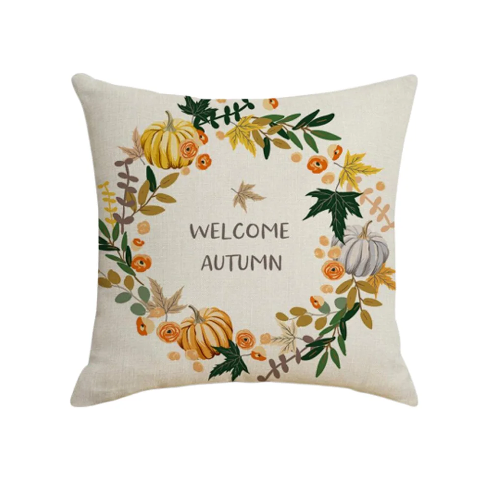 1 Pc Pillow Cover Square Linen Pumpkin Comfortable Cushion Cover House Supplies Gift for Lounge Home Bedroom