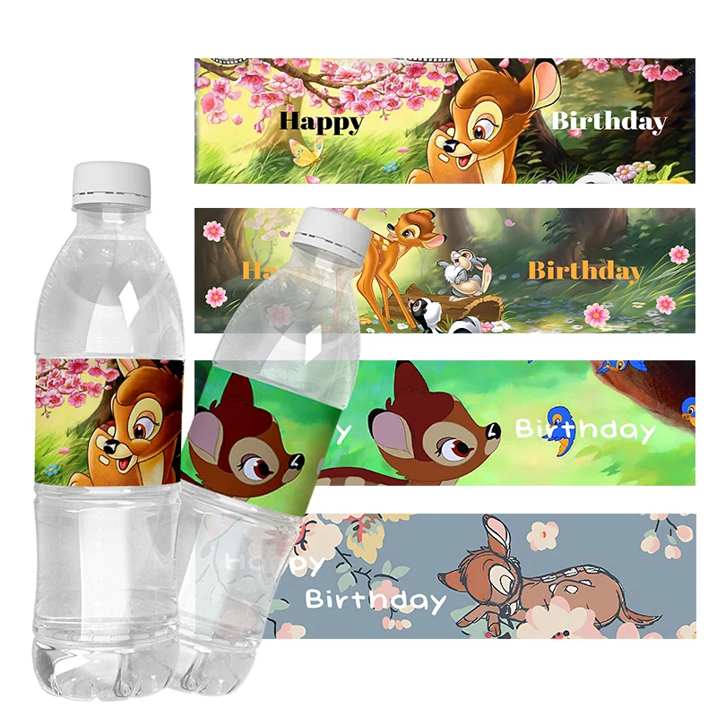 

6Pcs Disney Bambi Customized Water Bottle Stickers Kids Birthday Party Labels Stickers Shower Candy Wraps Decorations Supplies