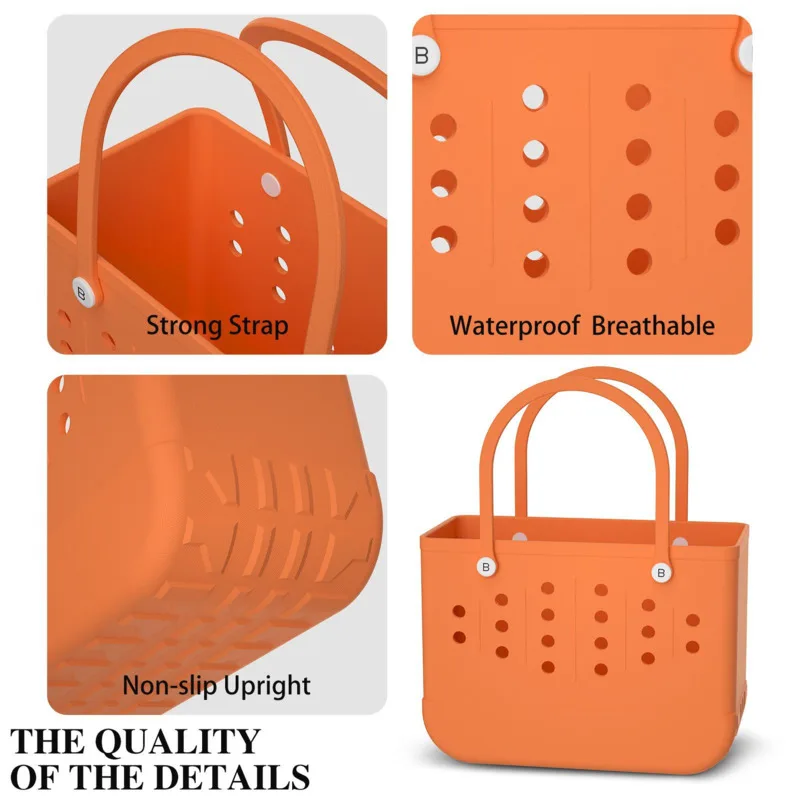 Extra Large Beach Bag Summer EVA Basket Women Silicon Beach Tote With Holes Breathable Pouch Shopping Storage Basket