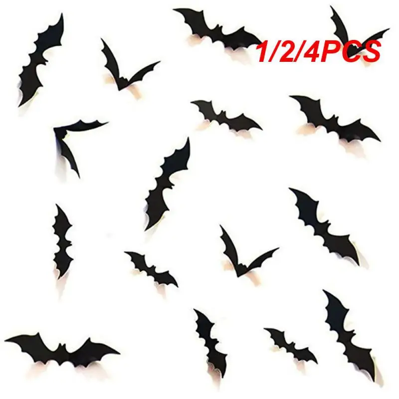 

1/2/4PCS Halloween Decoration 3D Black Bat Wall Sticker Decor Wall Decal Horror Bats Removable Stickers Party Bar Wall Decor