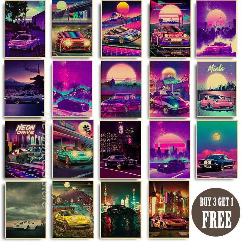 

JDM Car Japan Racing Classic Retro Home Decor Art Decor Painting Living Posters Vintage Painting Wall Stickers