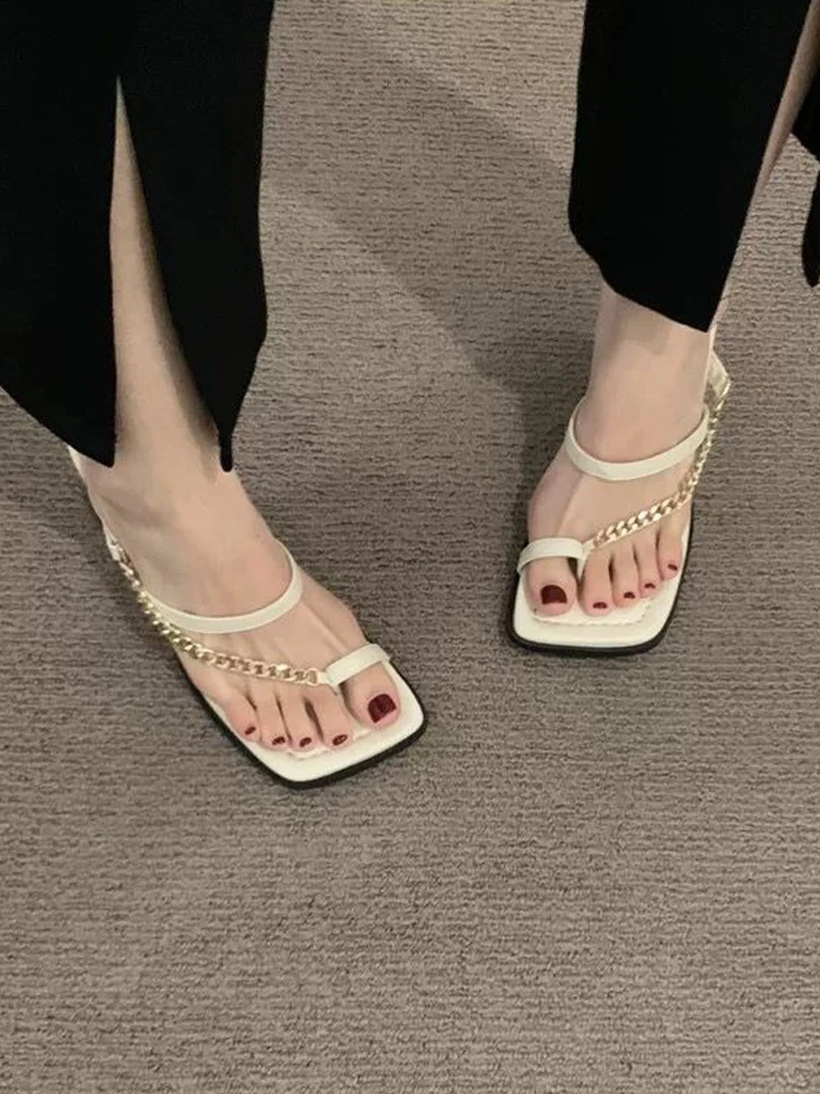 

Женские шлепанцы на цепочке, летние Яркие туфли-лодочки для вечевечерние, 2022