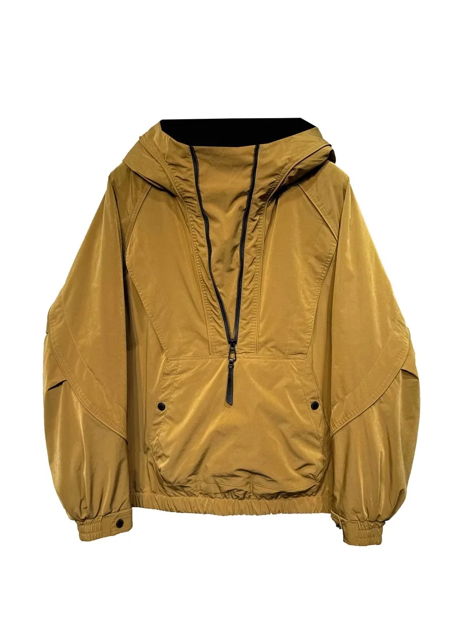 Американский новый свободный однотонный пуховик-карго с большим карманом на