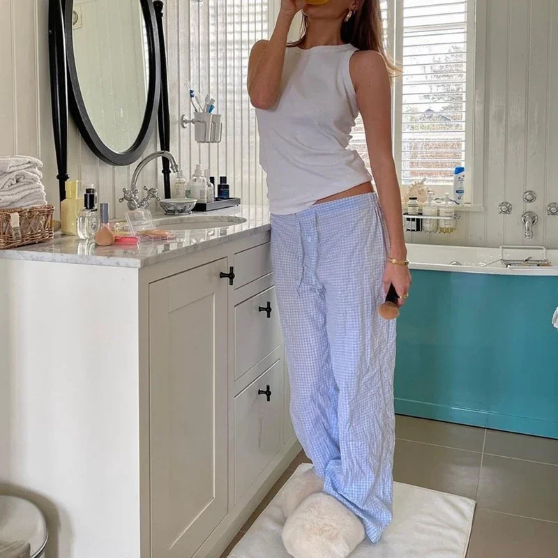 Женские брюки для отдыха с карманами пижамные штаны в стиле ретро удобные