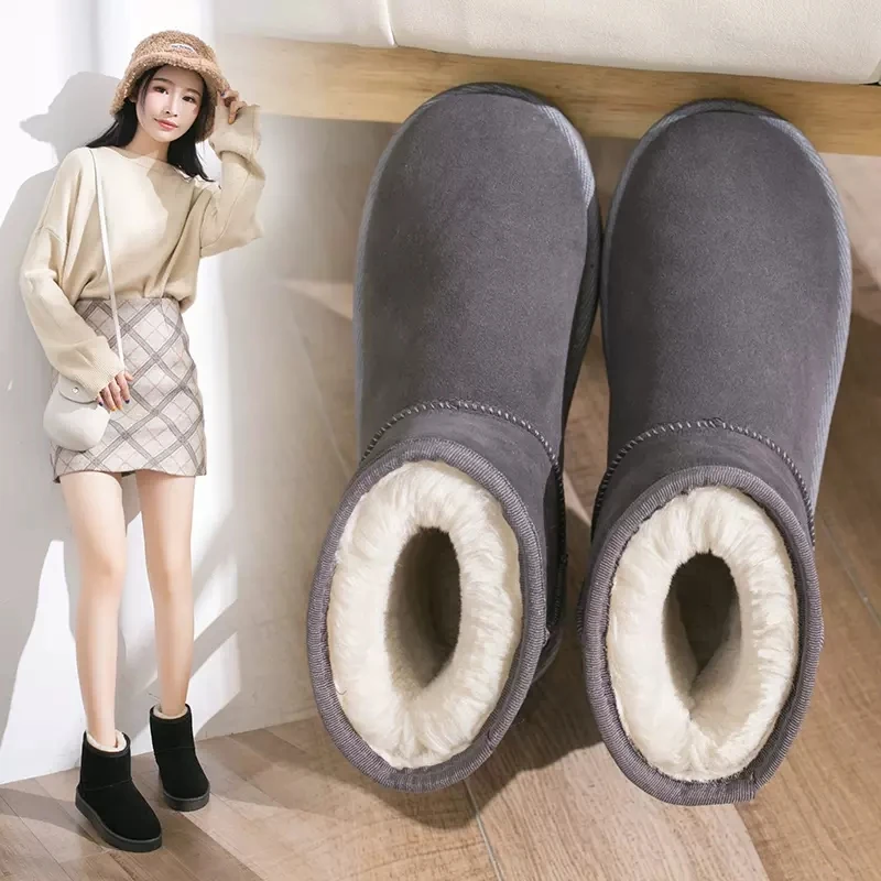 

Winter Women Short Plush Warm Snow Boots Casual Shoes 2022 New Suede Fur Chelsea Ankle Boots Flats Platform Ladies Shoes Botas