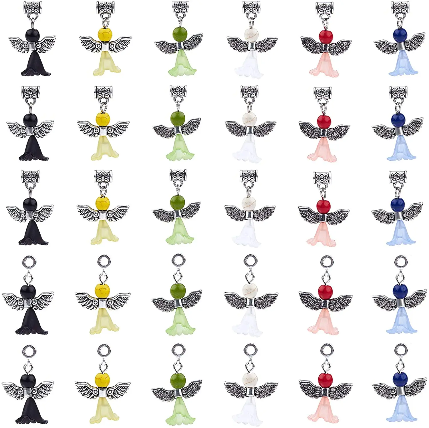 

30PCS/set for jewelry making angel pendants in bulk mixed wedding dress wings acrylic string jewelry stone pendants