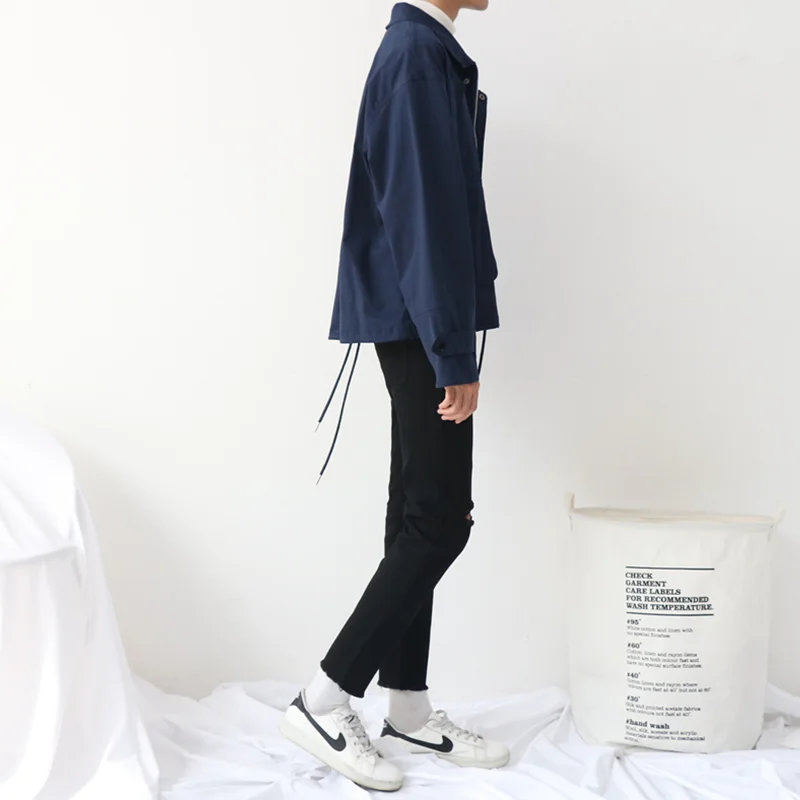 Streetwear Men Design Feels Black Ripped Jeans  2022 Autumn New Self-cultivation Pencil Pants Temperament Cropped Pants Female