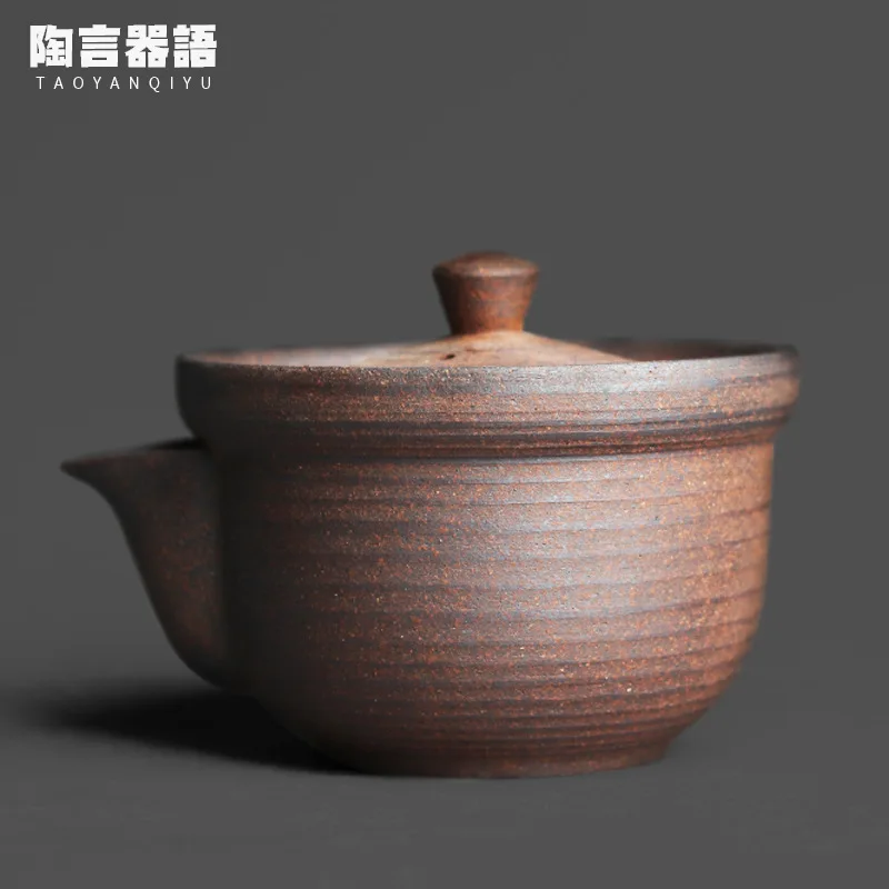

Rock mine clay hand-held aquarium teapot handmade retro pottery personality tea ceremony wide-mouth tea-covered bowl pot