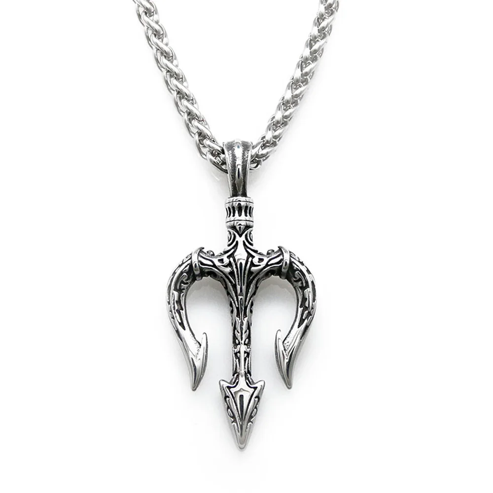 Винтажное ожерелье Poseidon с тремя зубьями мужская мода старинный греческий тризуб