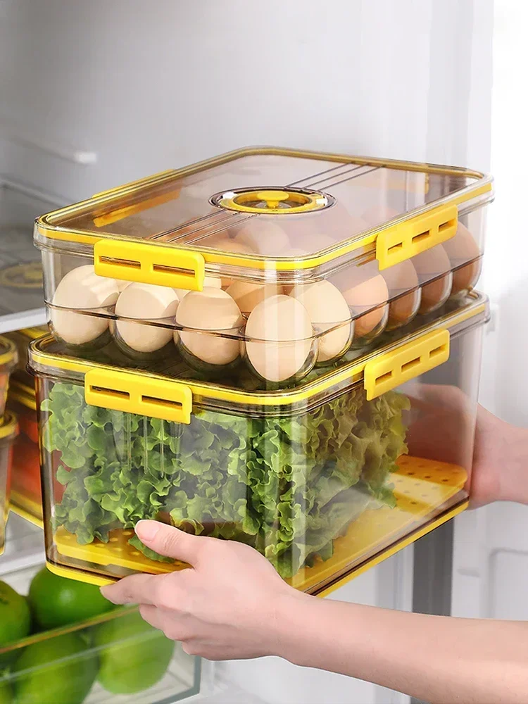 

Seal High-capacity Cans Eggs Container Box Organizer Vegetable Storage Food For Storage PET Fruit Fresh Fridge Stable Kitchen