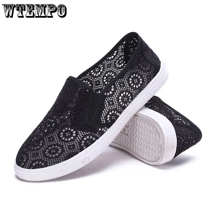 WTEMPO Women's Fashion Flats Summer Mesh Breathable Female Slip-On Boat Shoes Casual Sneaker Ladies Platform Shoes Dropshipping