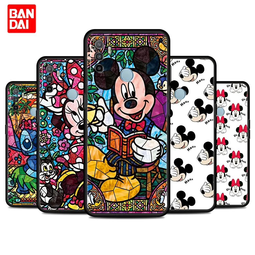 

Cartoon Minnie Stitch Mickey Case for Oppo A53 A52 A3s A5s A9 A15 A31 A54 A74 A93 A94 F19 Pro 4G 2020 Silicone Cover Black