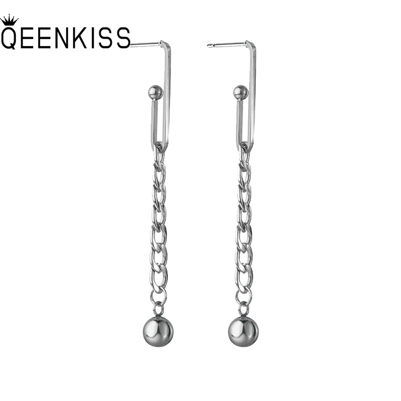 

QEENKISS EG8285 Изящные ювелирные изделия для женщин вечерние день рождения свадебный подарок цепочка кисточка хип-хоп титановые серьги-гвоздики ...