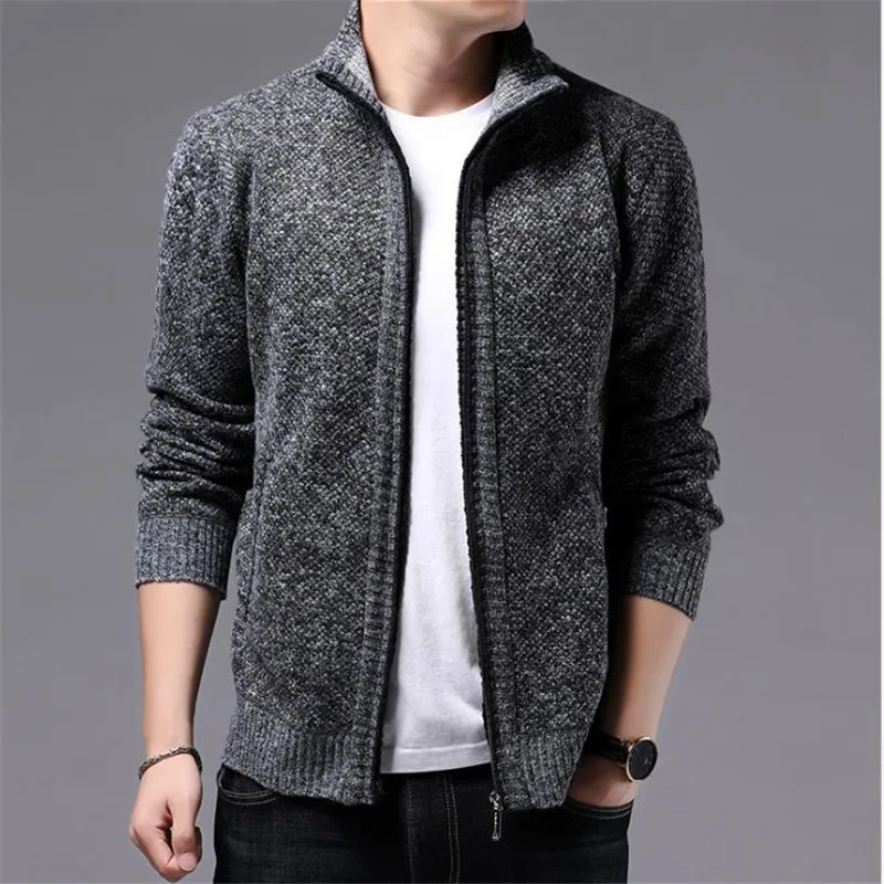 Winter Mens Sweaters Autumn Warm Cashmere Zipper Cardigan Sweaters Man Casual Knitted Sweater coat Man