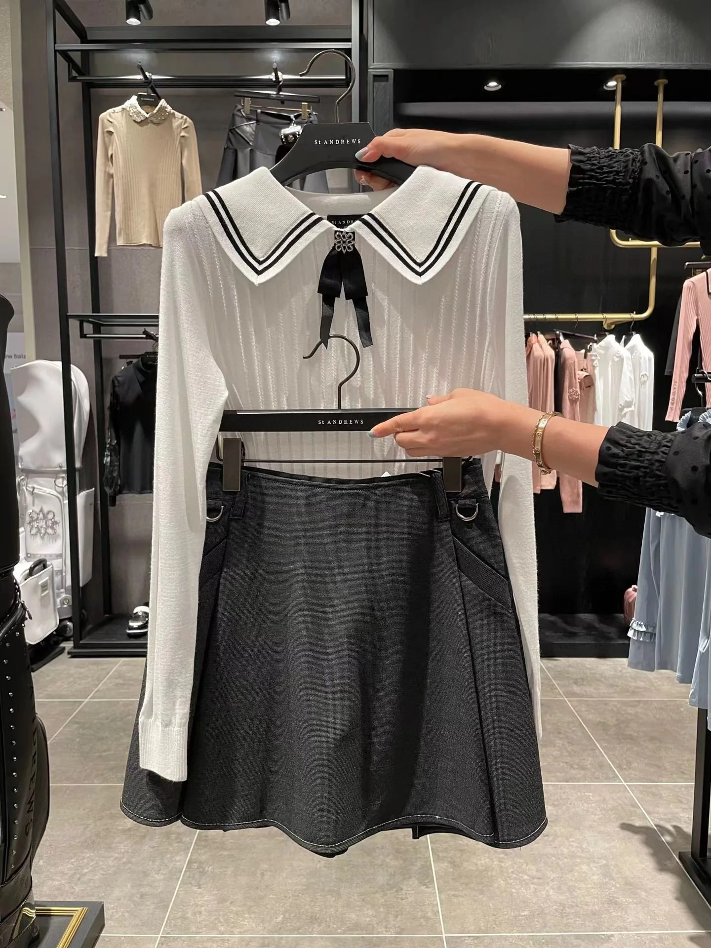 New spring autumn golf long sleeves knitted sweater ladies golf wear knitwear elegant stretch knit shirts golf apparel golf top