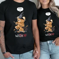 women female summer witch printing trend cartoon t shirts camisetas aesthetic fashion bear graphic short sleeves couple tops 4xl