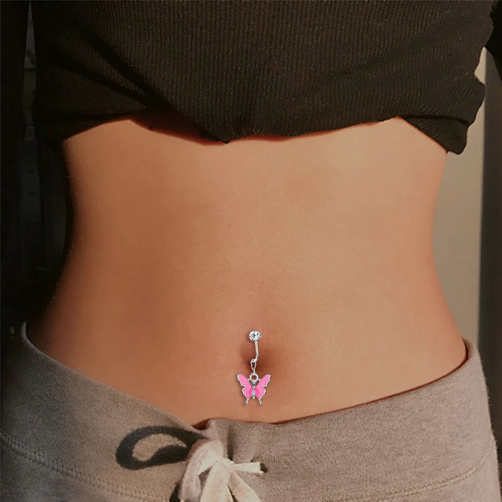 Faux Fake Belly Butterfly Fake Belly Piercing Heart Clip On Umbilical Navel Fake Pircing Butterfly Leaves Cartilage Earring Clip images - 6