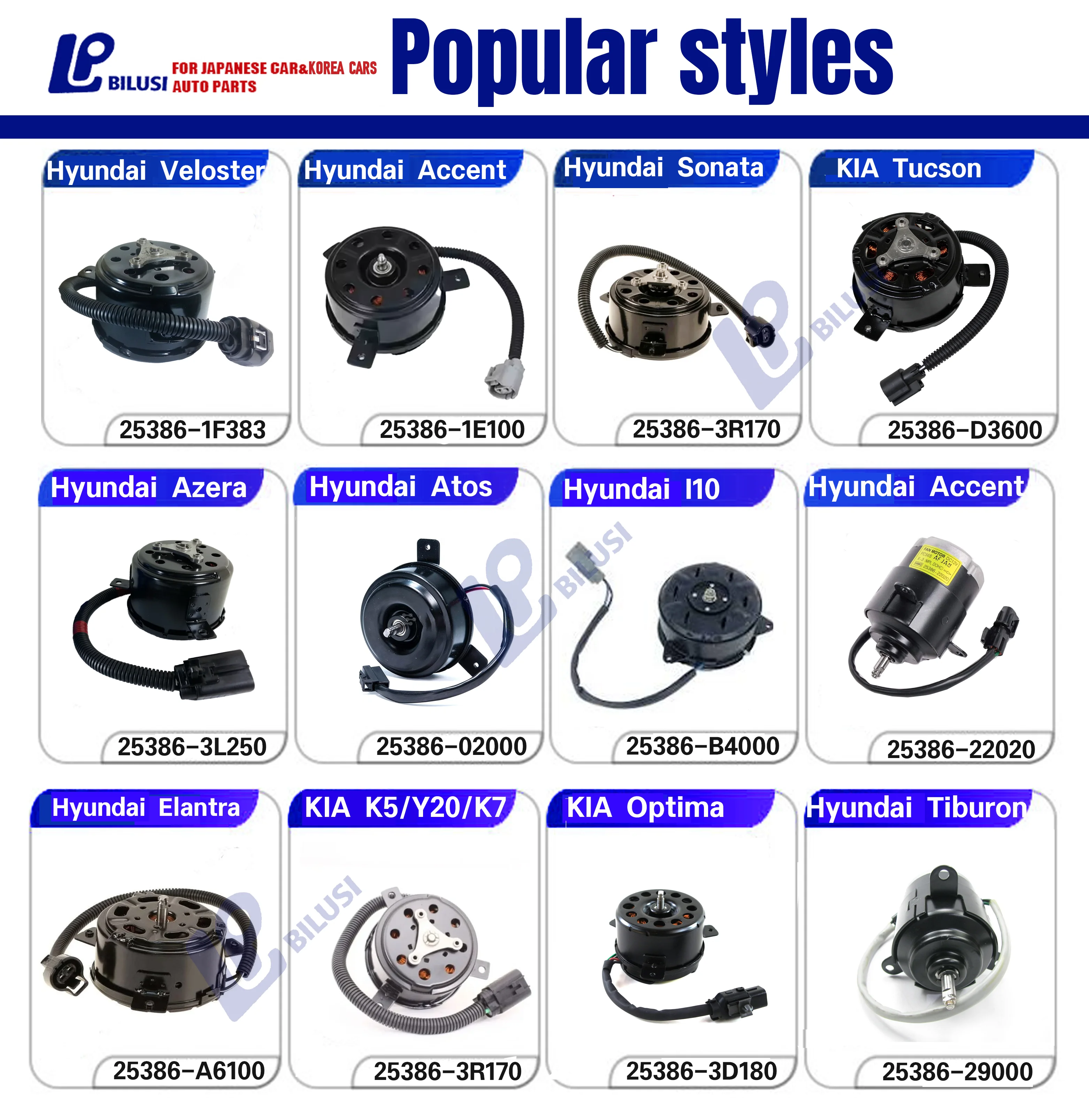Фото Вентилятор охлаждения радиатора Billusi 12V 24V DC для автомобилей Hyundai Accent, Sonata, Azera, Elantra, а также для Kia K5, K7, Optima №2