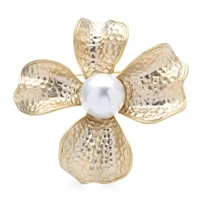 wulibaby pearl high quality flower brooches for women unisex big beauty flower party office brooch pin gifts