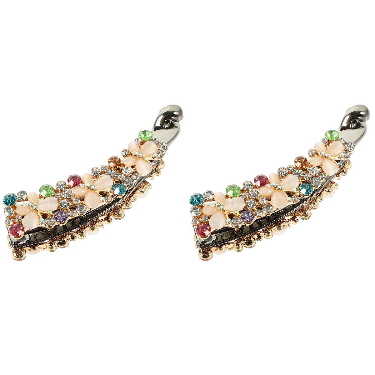 

2 PCS Rhinestone Hair Clip Hairpins Banana Clips Women Modeling Clamps Accessories Thick Rhinestones Large