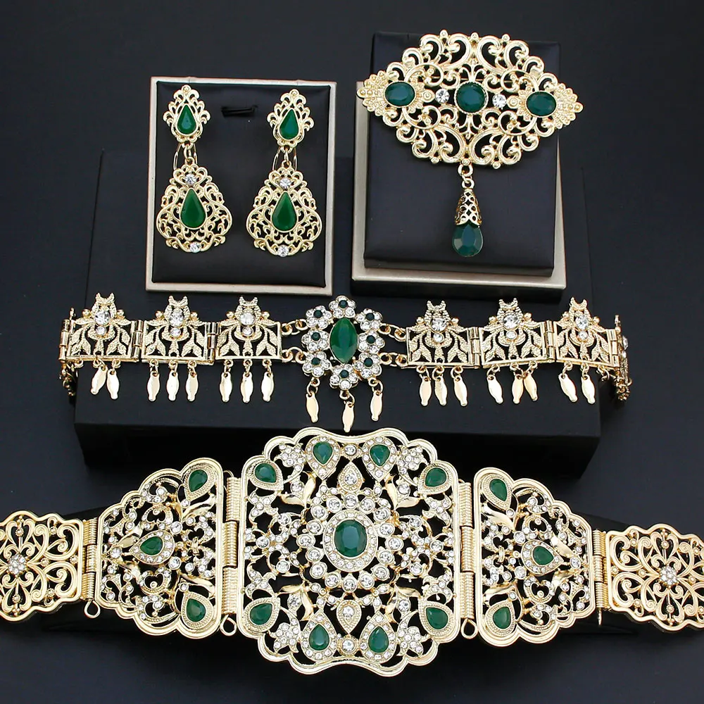 

Sunspicems, золотой цвет, Марокко, комплект ювелирных изделий для невесты, заколка для волос, брошь с цепочкой, серьги, набор, свадебные аксессуар...