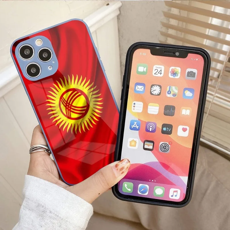 

Чехол для телефона с флагом Киргизии для IPhone 14 13 12 11 Pro Max X XR XS 8 7 Plus, цветной чехол с жидким стеклом