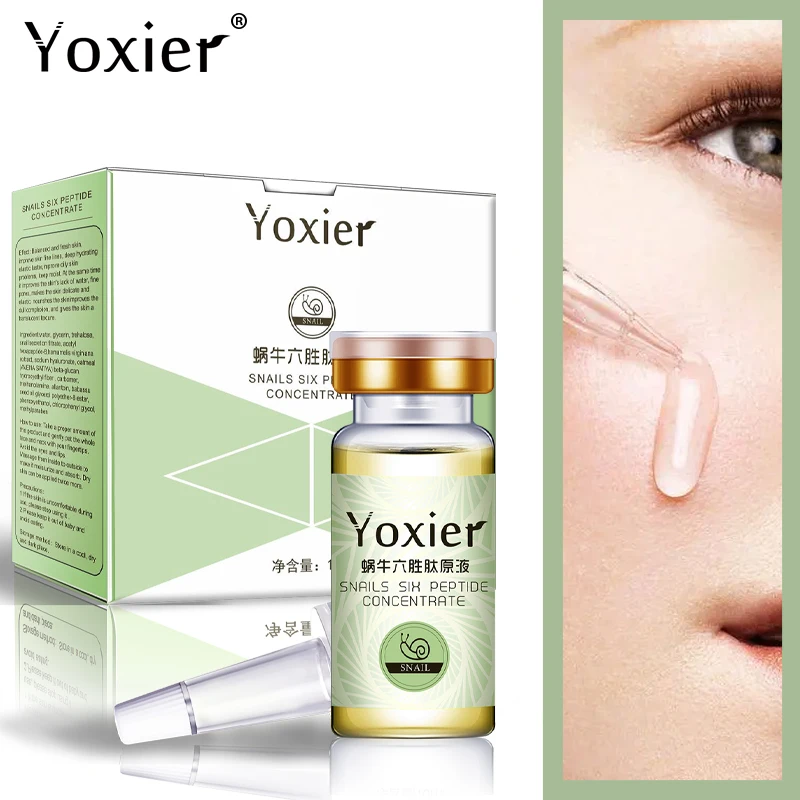 

6 пептидных концентратов Snails, антивозрастное увлажняющее масло, улитка, чистый эссенция, лечение лица с гиалуроновой кислотой 10 мл