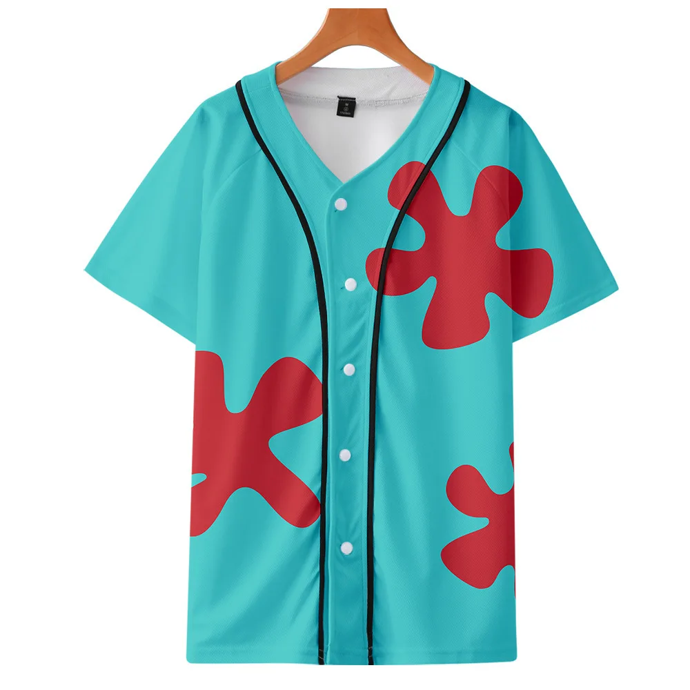 

Kawaii Patrick Star Summer New Baseball uniform T-shirt Baseball T shirt Jersey Men's Clothing Women's Clothes TOPS