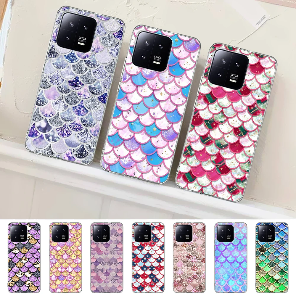 

Mermaid Tail Scale Case for Xiaomi Mi 13 12T 11 Ultra 12 11T 10T 9T Pro Note 10 9 SE A2 CC9 8 Lite 10S TPU Soft Phone Cover