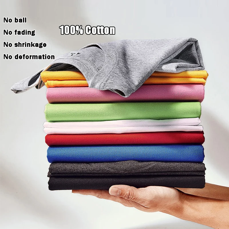 

New Summer 100% Cotton Men's T Shirt Unisex Solid T-shirt Mens Oversize Hip Hop Short Sleeve Casual Mens Streetwear Top Tees